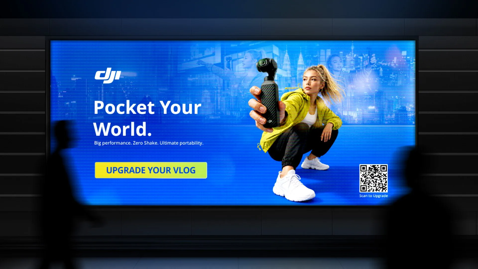 DJI Pocket Your World — street level OOH mockup