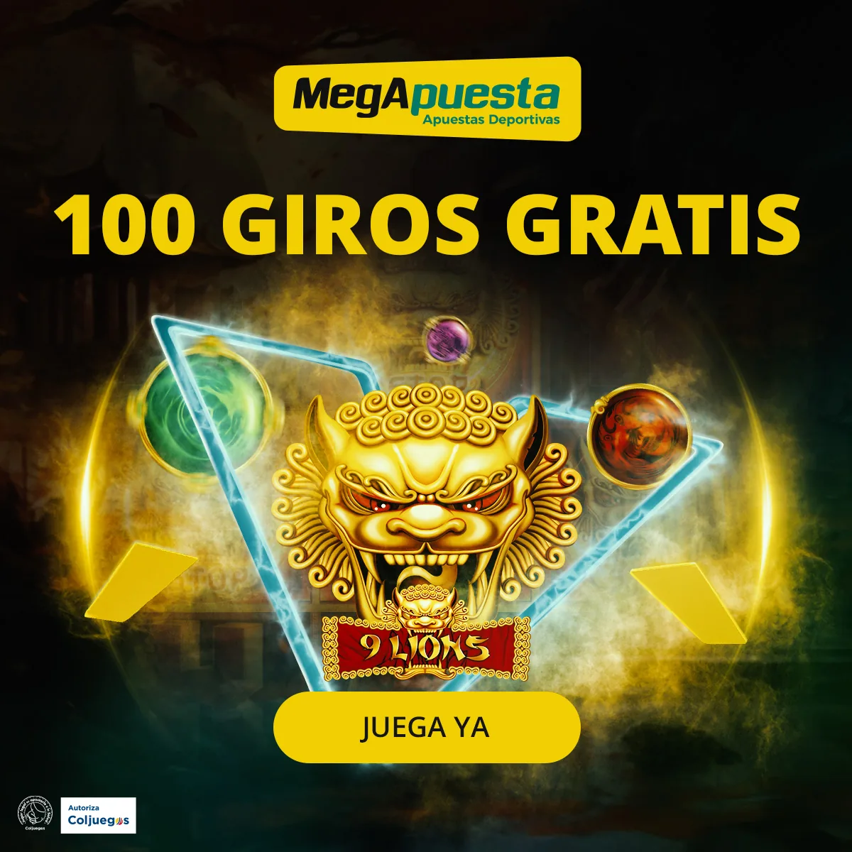 MegApuesta — 100 giros gratis, 9 Lions