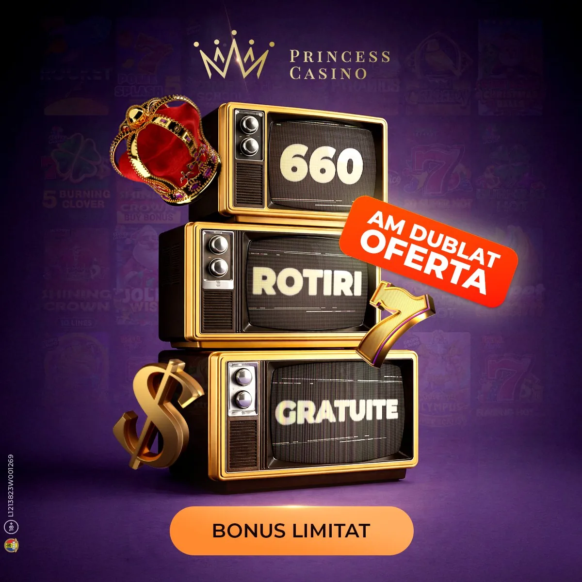 Princess Casino — 660 rotiri gratuite, retro TV stack