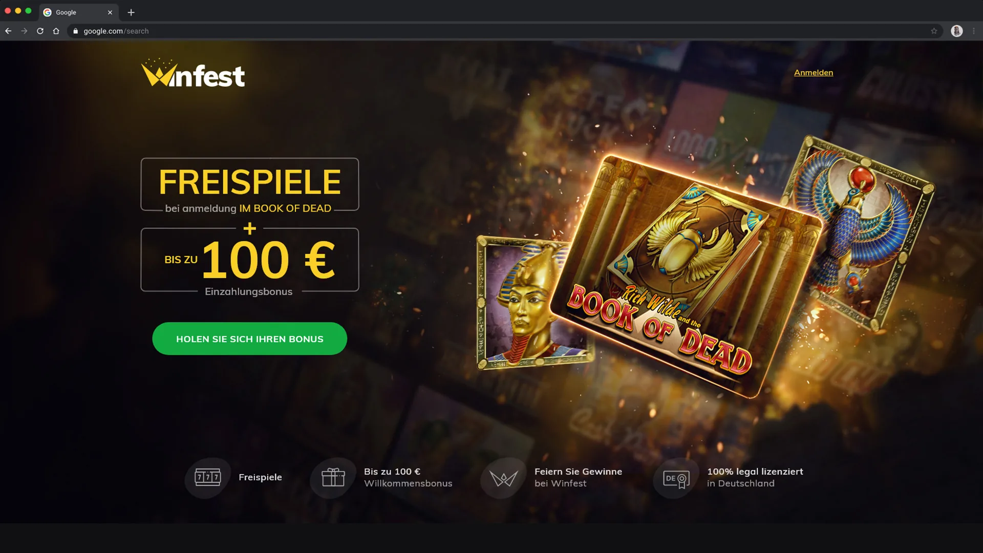 Winfest — Book of Dead landing page V1