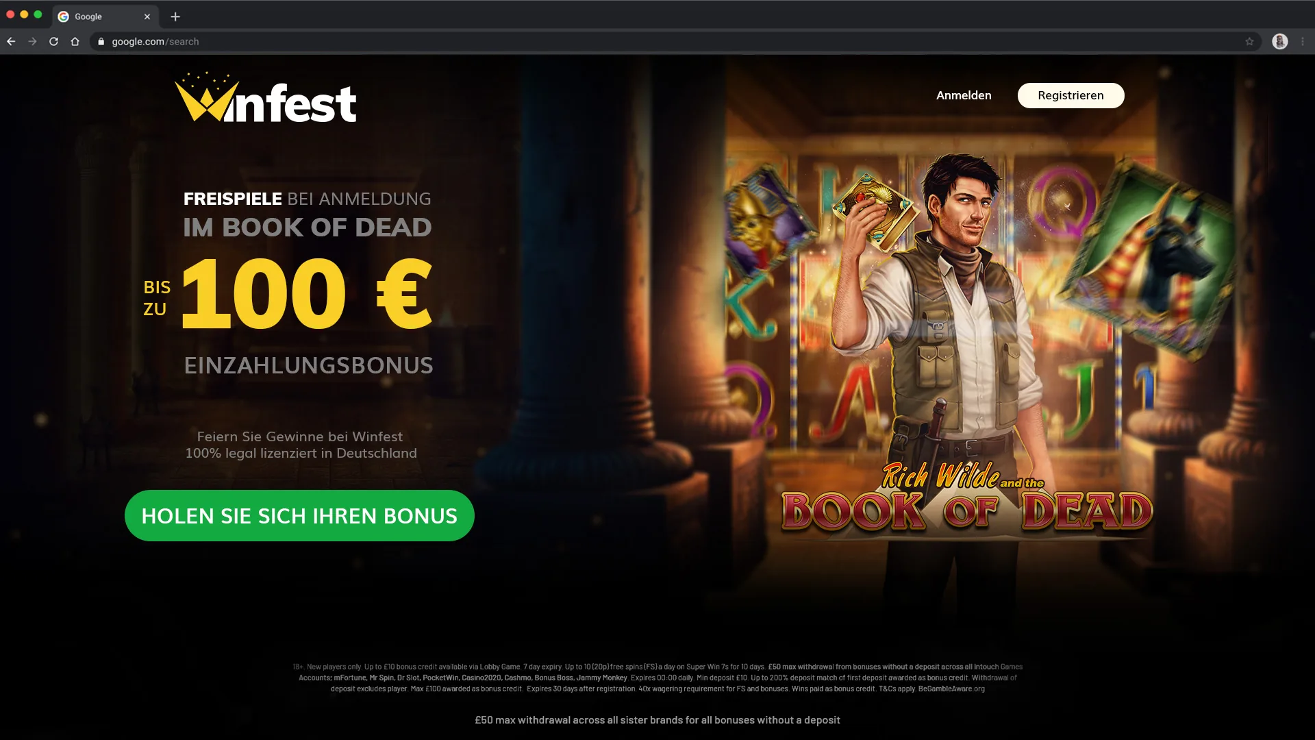 Winfest — Book of Dead landing page V2