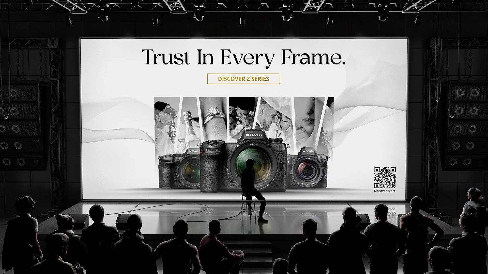Nikon Z Series — Trust In Every Frame, stage screen mockup